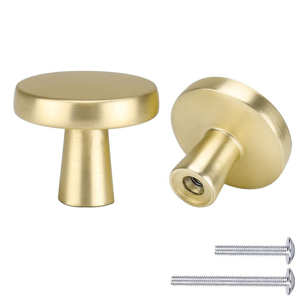 10 Pack Gold Round Cabinet Knobs Solid Brushed Brass Drawer Handles For  Kitchen(LS5310GD )