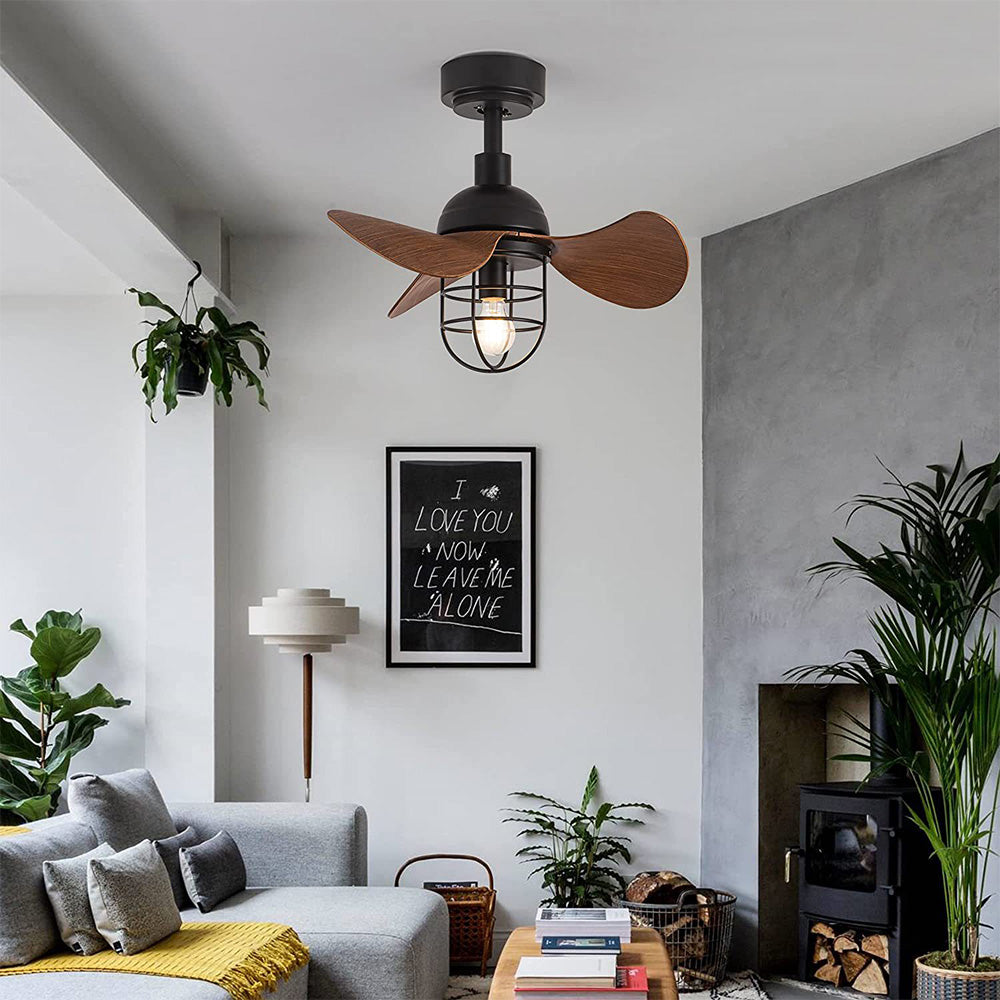 Modern Simple Walnut Living Room Ceiling Fans With Lighting -Homdiy