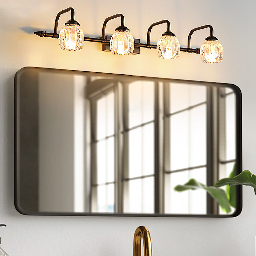 Modern Black Flower Shape Glass Bathroom Vanity Light -Homdiy