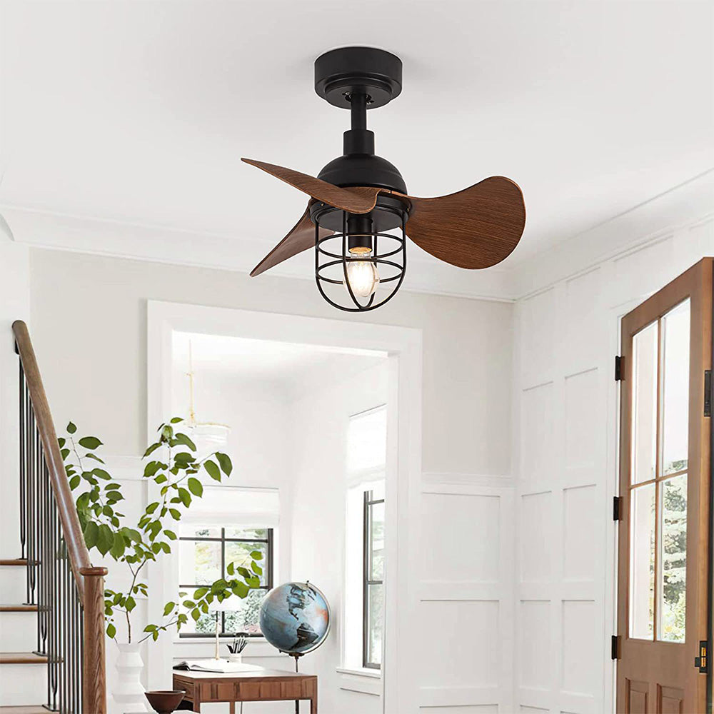 Modern Simple Walnut Living Room Ceiling Fans With Lighting -Homdiy