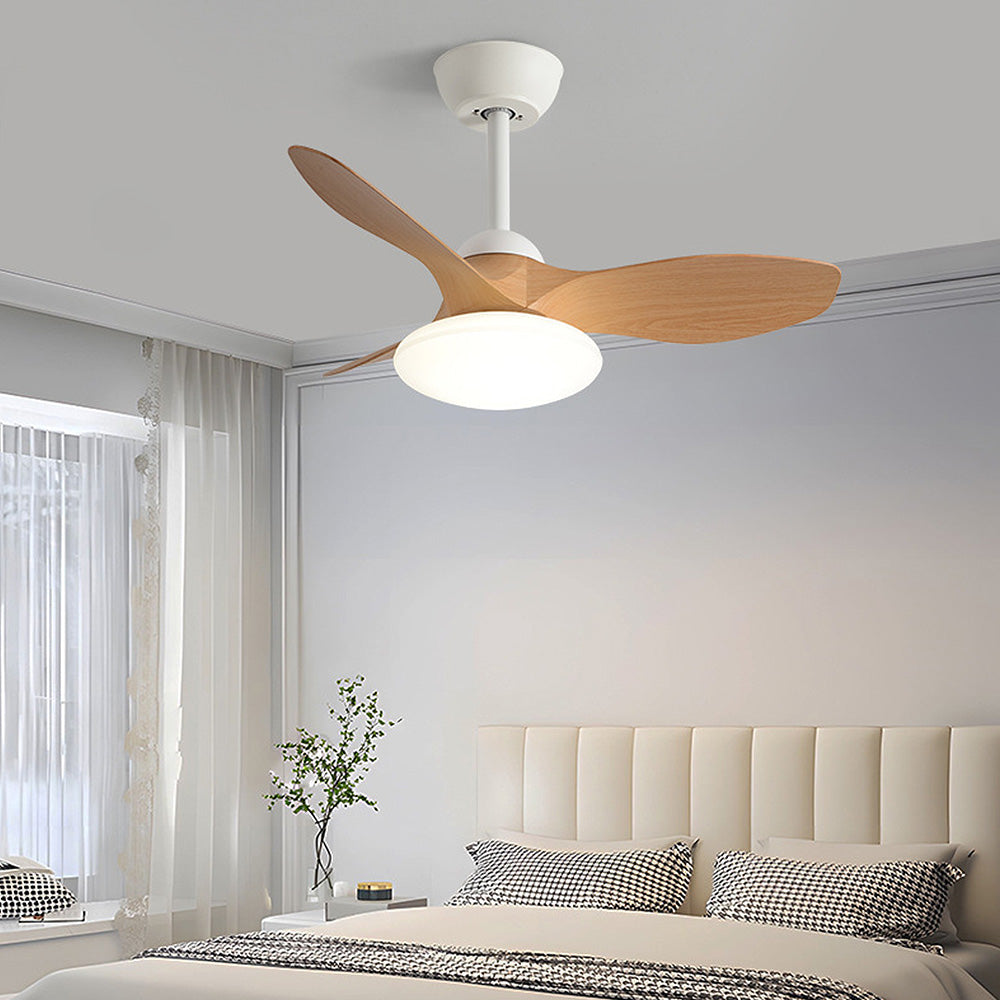 Nordic Simple Stylish Bedroom Flush Ceiling Fan With LED Light