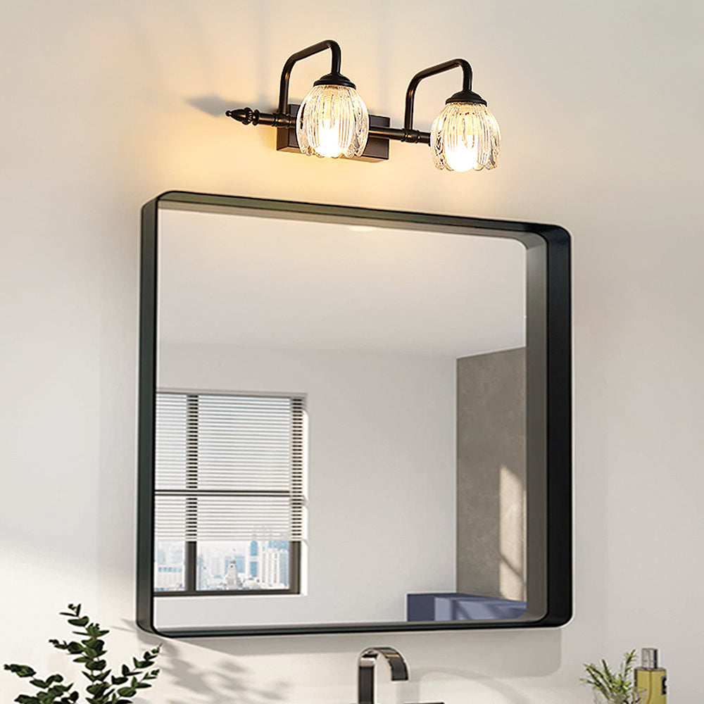 Modern Black Flower Shape Glass Bathroom Vanity Light -Homdiy