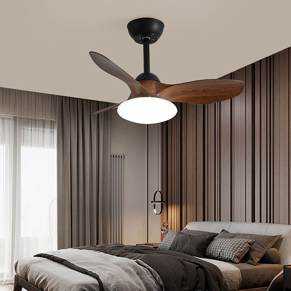 Nordic Simple Stylish Bedroom Flush Ceiling Fan With LED Light