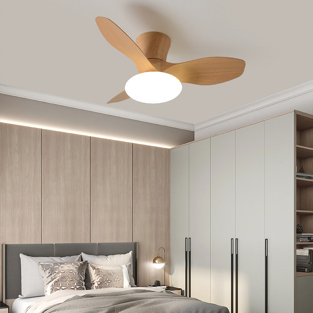 Nordic Simple Stylish Bedroom Flush Ceiling Fan With LED Light -Homdiy