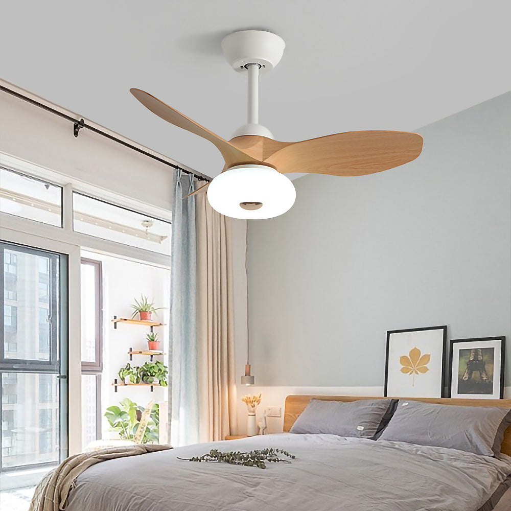 Nordic Simple Stylish Bedroom Flush Ceiling Fan With LED Light -Homdiy