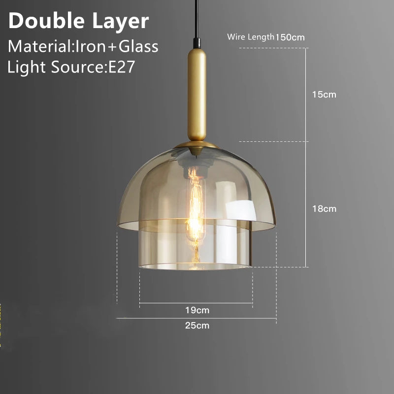 Modern Creative Dome Multi -Layer Glass Hanging Light -Homdiy
