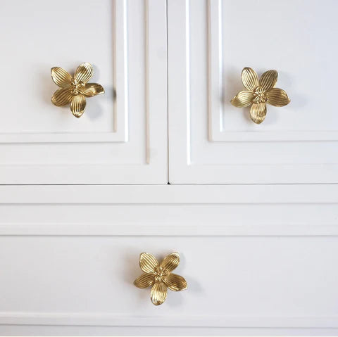 Gold Flower Brass Cabinet Knobs And Drawer Pulls -Homdiy