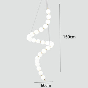 Modern White Ball Long LED Stair Chandelier For Living Room -Homdiy