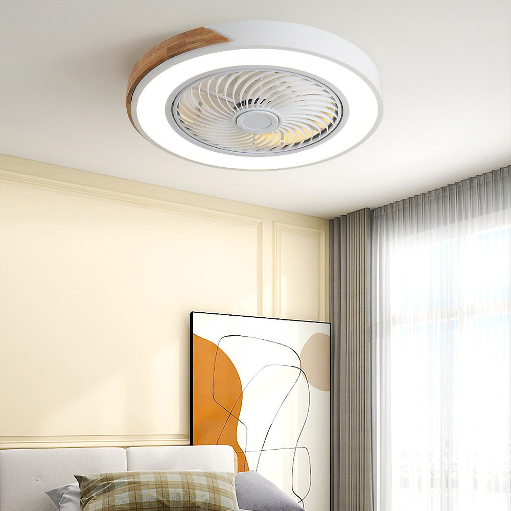 Modern Wood Round Ceiling Fans With LED Lights -Homdiy