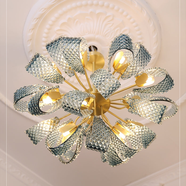 Luxury Style Gorgeous Glass Chandelier Modern Copper Chandelier Light -Homdiy