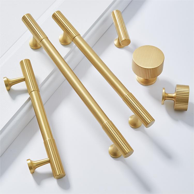 Linear Knurled Solid Brass Cabinet Handles and Knobs -Homdiy
