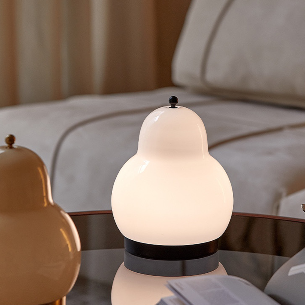 French Cream Pear Table Lamp Touch Portable Table Light -Homdiy