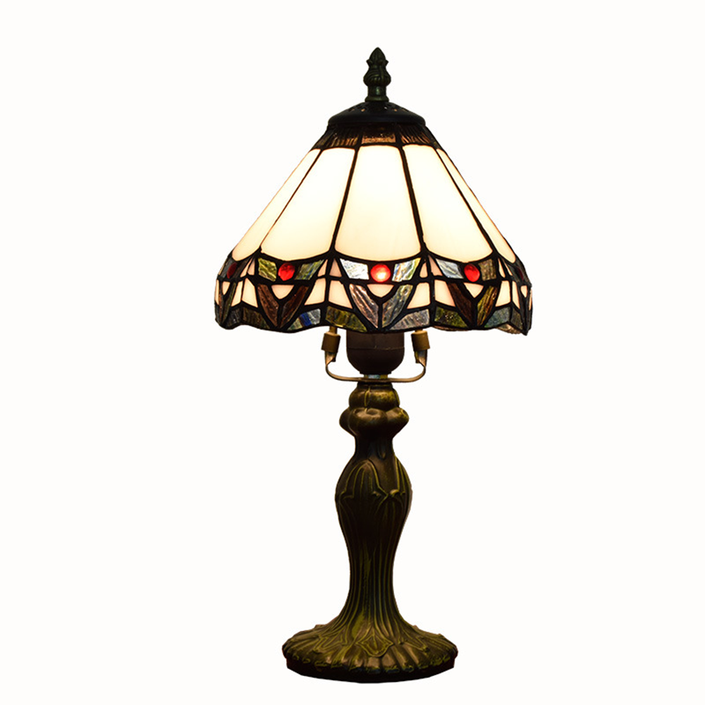 Retro Creative Tiffany Stained Glass Cone Table Lamp -Homdiy