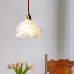 Simple Retro Floral Glass Brass Pendant Light -Homdiy