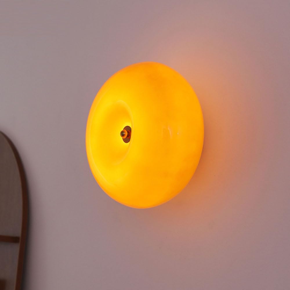 Cream Round Ceiling Lamp Bauhaus Milky Glass Lighting -Homdiy