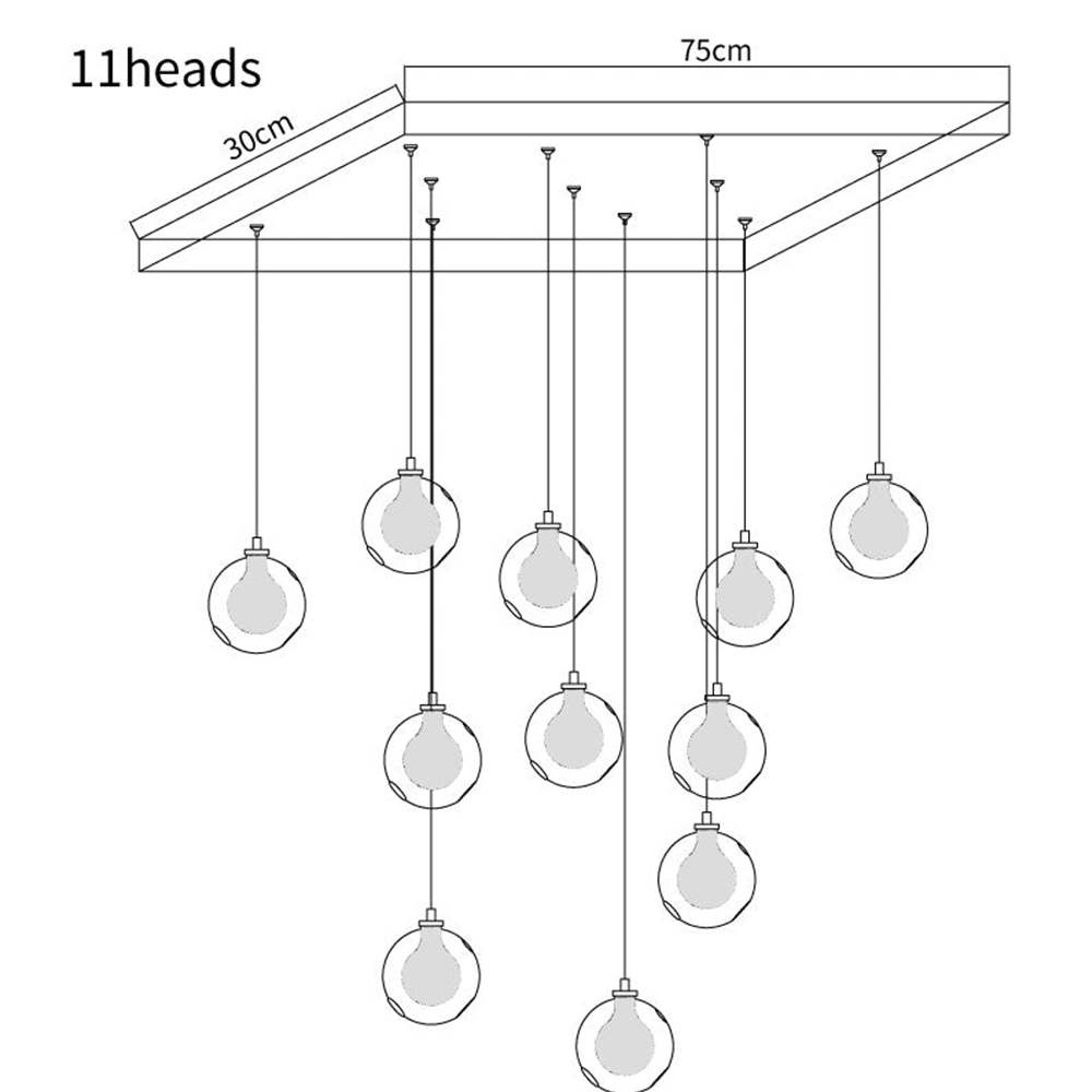 Multi-heads Glass Globe Cluster Pendant Light -Homdiy