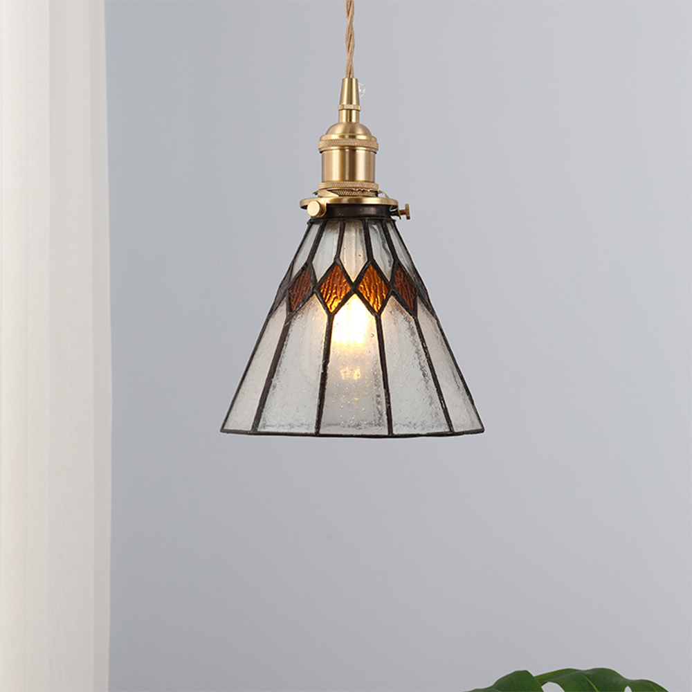 Nordic Simple Cone Tiffany Glass Pendant Light -Homdiy