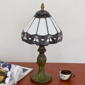 Retro Creative Tiffany Stained Glass Cone Table Lamp -Homdiy