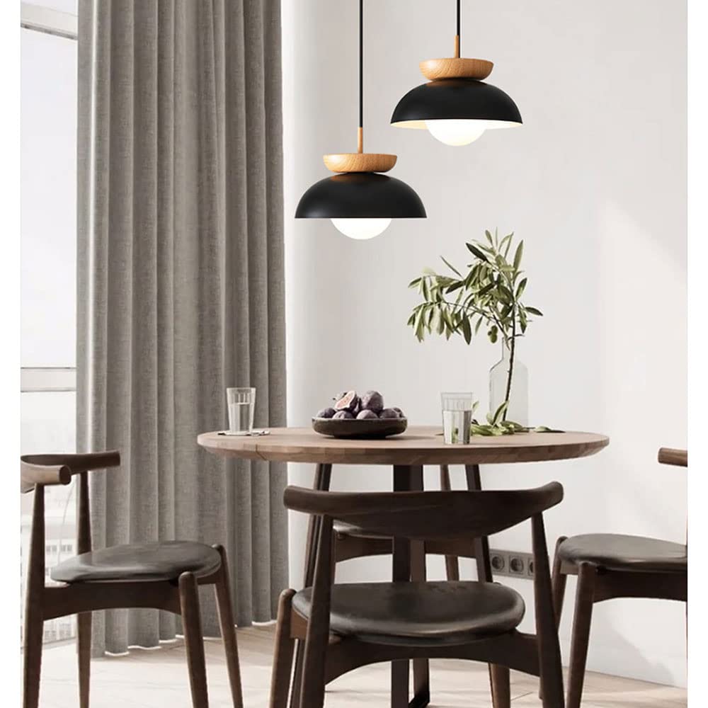Nordic Modern Metal & Wood Black White Pendant Lamp & Ceiling Lamp -Homdiy