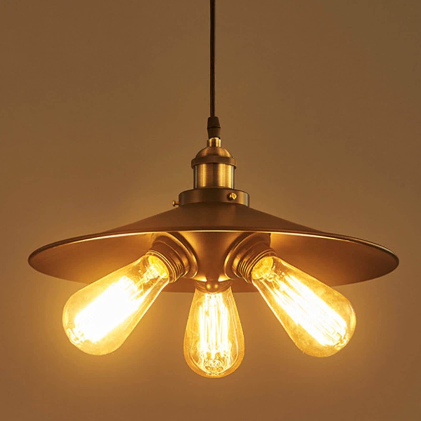 3-Lights Industrials Black Iron Hat Pendant Light For Living Room -Homdiy