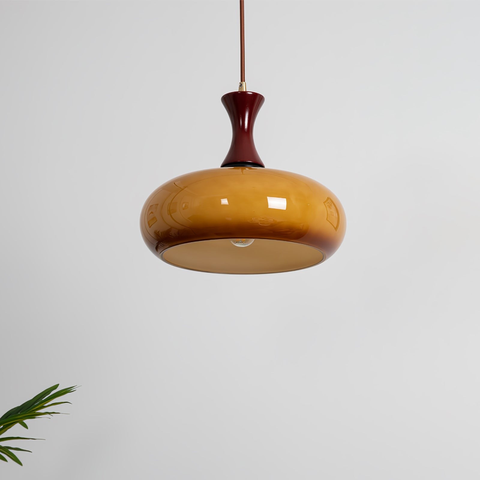 Retro Wooden Brown Dome Kitchen Island Hanging Light -Homdiy