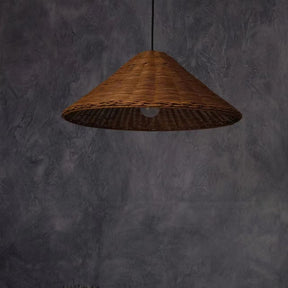 Woven Rattan Pendant Light Wicker Cone Lamp Shade -Homdiy