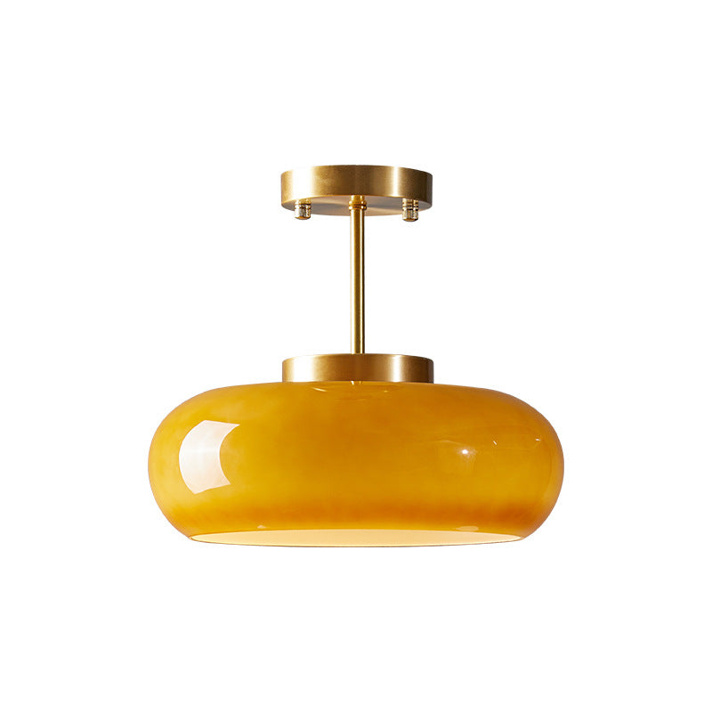 Retro Amber Round Glass Ceiling Light -Homdiy
