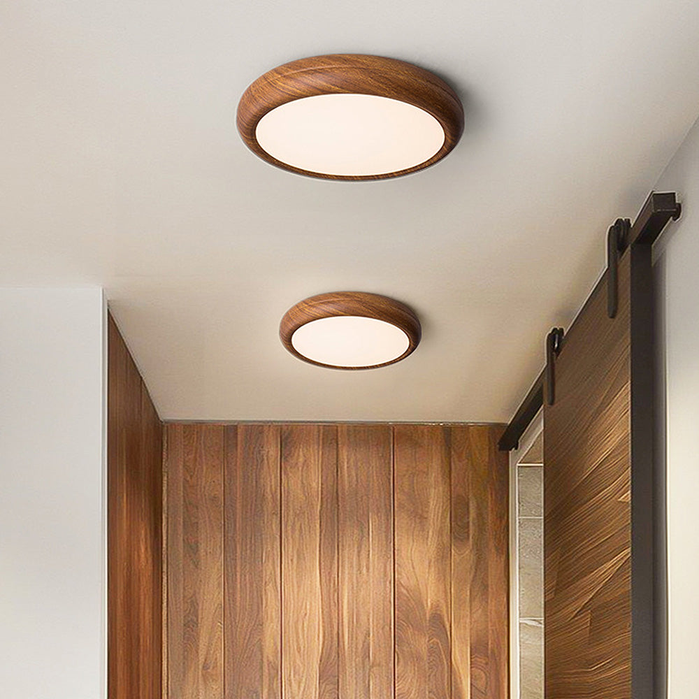 Nordic LED Round Walnut Ceiling Lamp -Homdiy