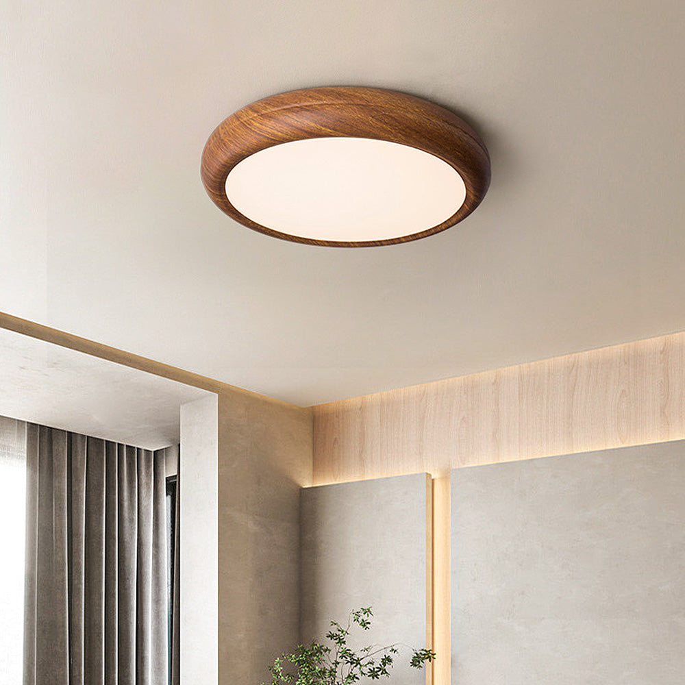 Nordic LED Round Walnut Ceiling Lamp