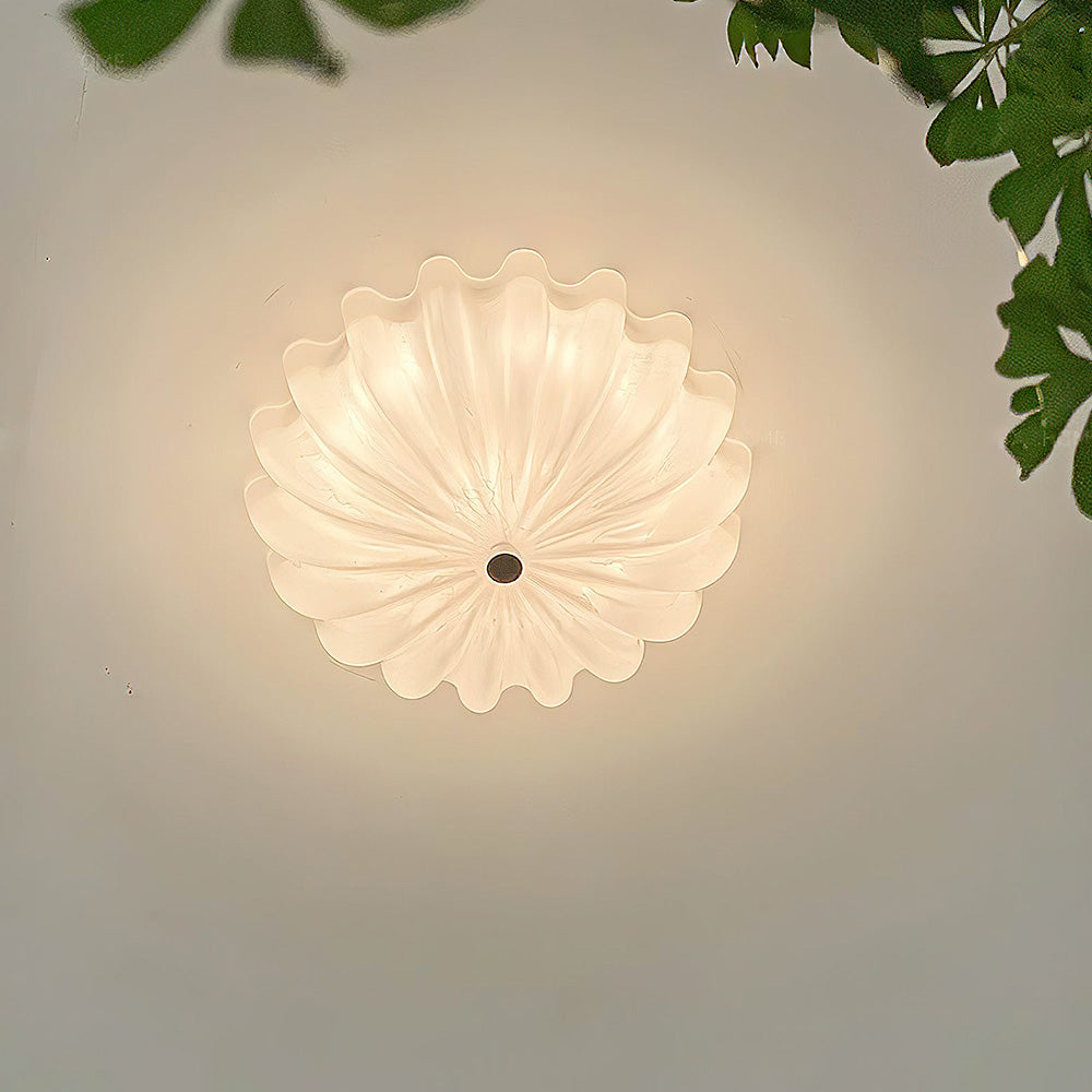 French White Glass Flush Ceiling Light -Homdiy