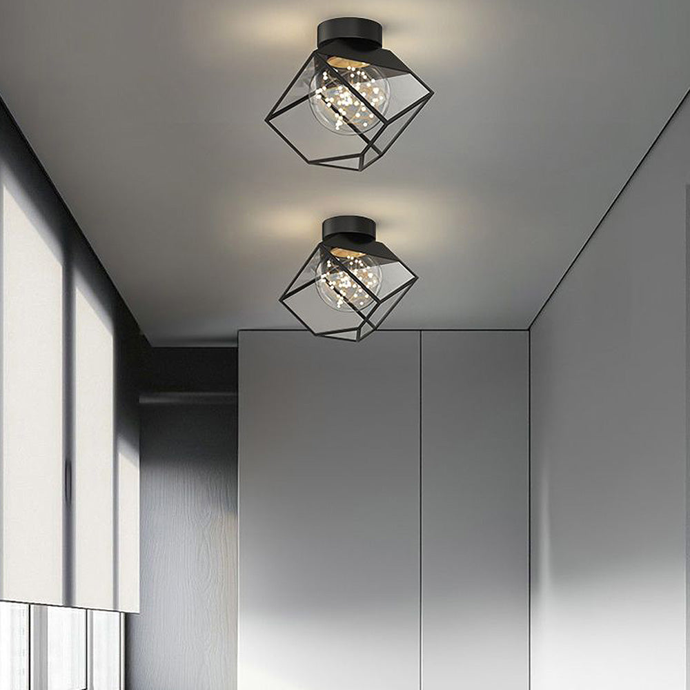 Scandinavian Iron Frame Semi Flush Ceiling Light -Homdiy