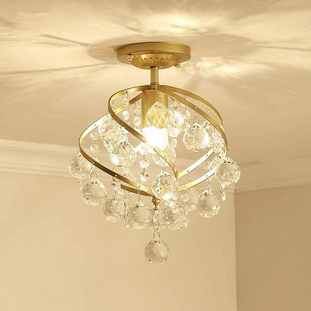 Vintage Crystal Ball Spiral Ceiling Light -Homdiy