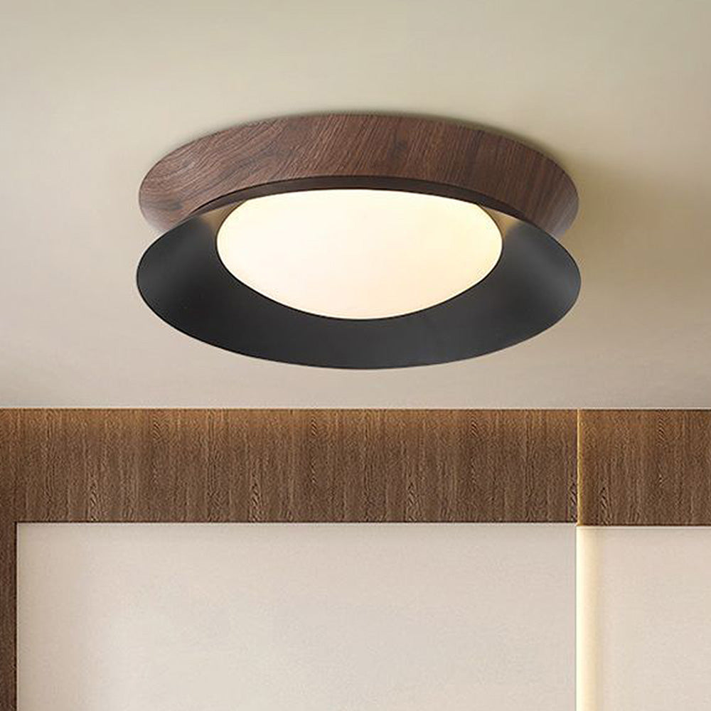 Modern Wood Grain Round Ceiling Light