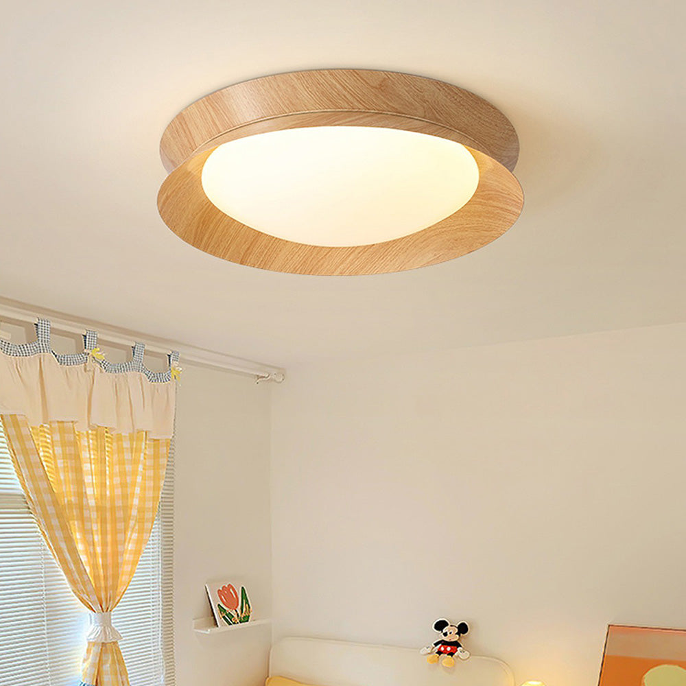 Modern Wood Grain Round Ceiling Light