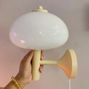 Cute Cream Mushroom Glass Wall Light For Bedroom -Homdiy