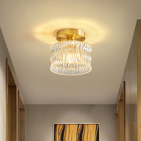 Luxurious Brass Clear Semi-Flush Mount Glass Ceiling Light -Homdiy