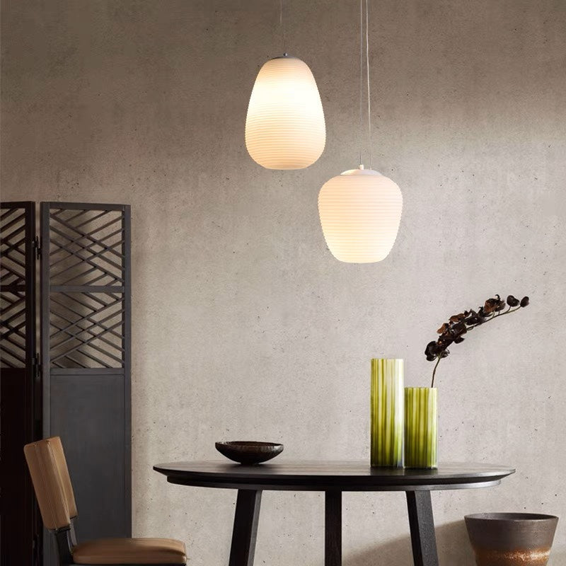 Modern White Glass Pendant Light For Living Room