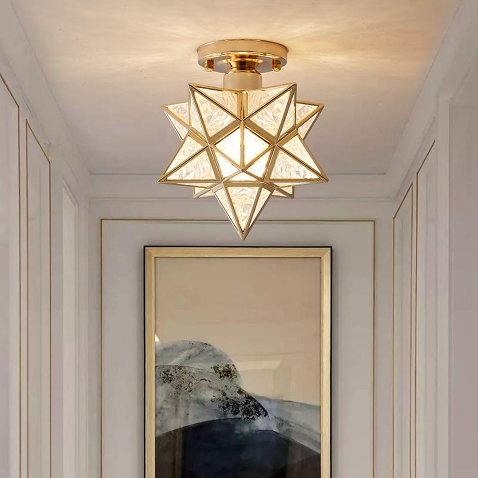 Antique Star Metal Shade Semi Flush Mount Ceiling Light -Homdiy