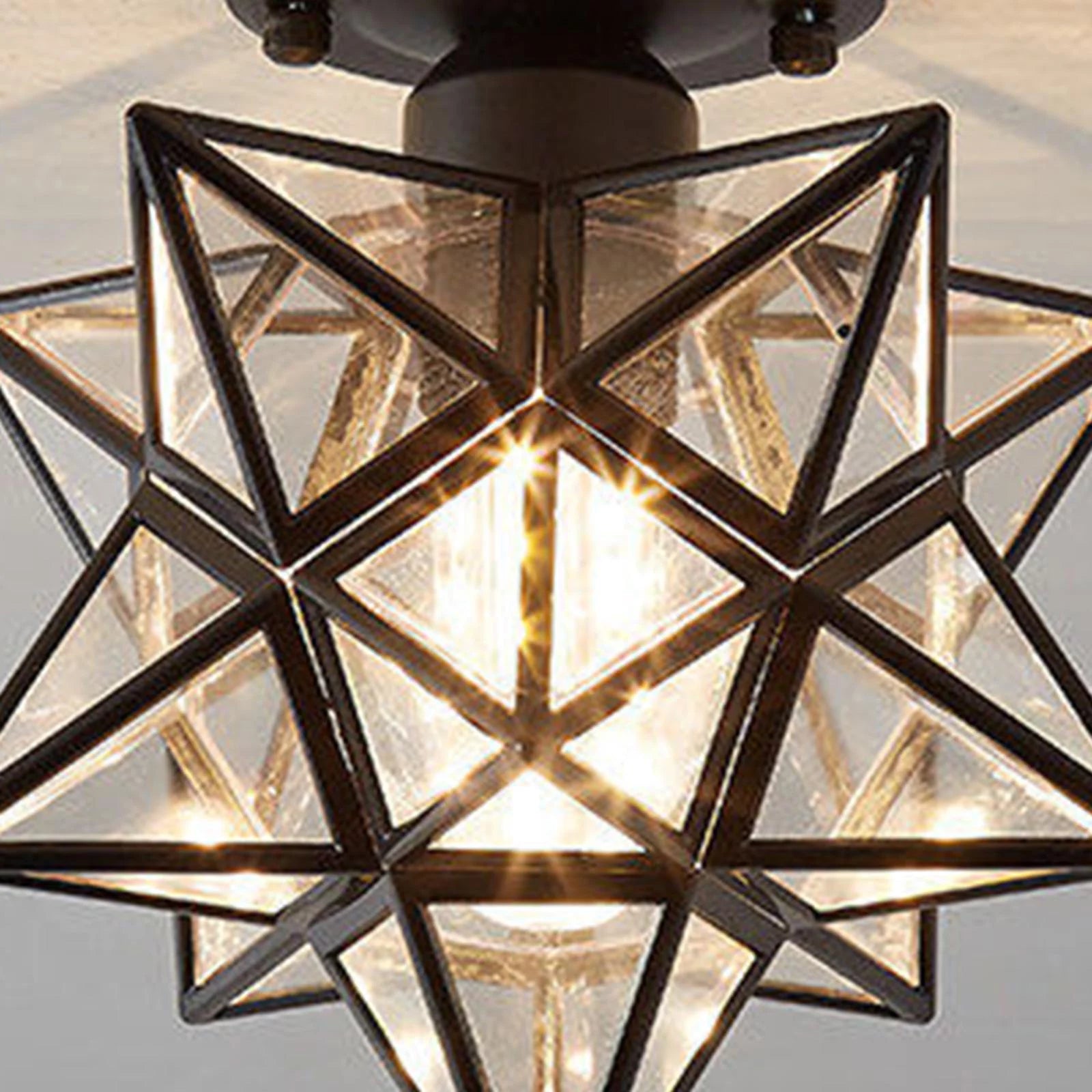 Antique Star Metal Shade Semi Flush Mount Ceiling Light -Homdiy