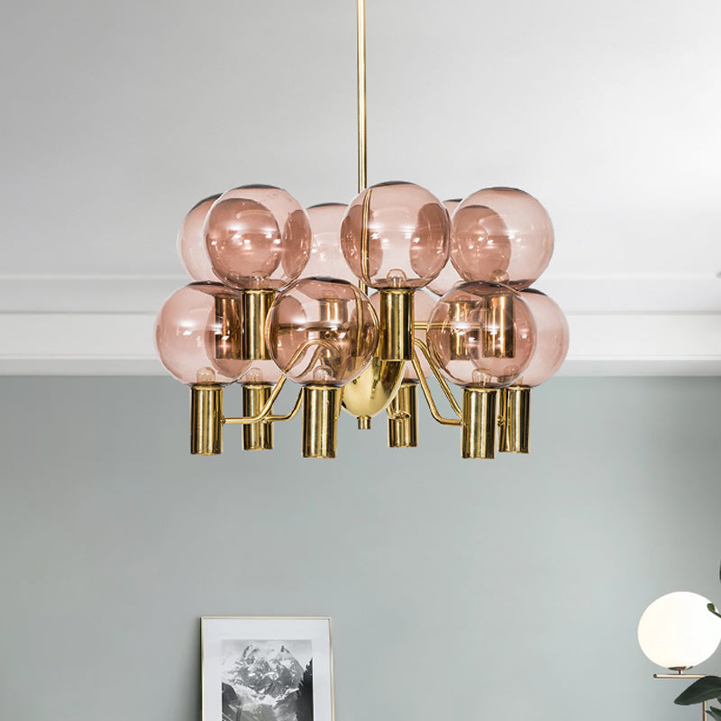 Modern Decorative Pink Glass Bubble Chandelier -Homdiy