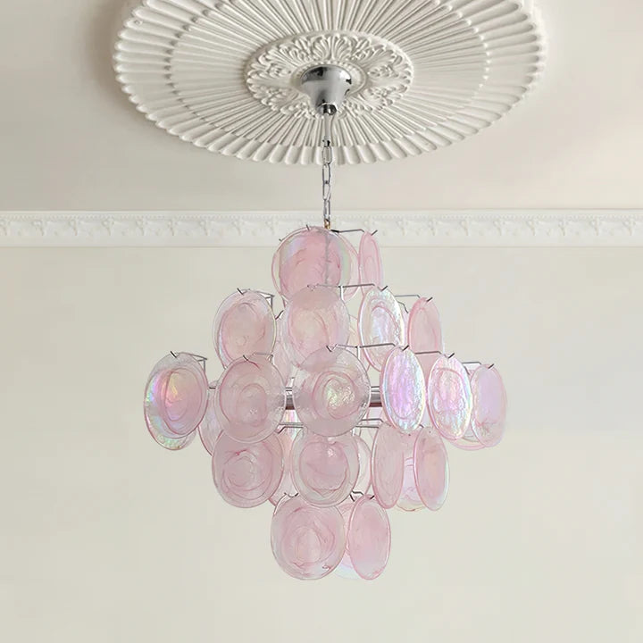 Vintage Pink Murano Glass Chandelier -Homdiy