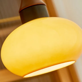 Retro Wooden Yellow Dome Kitchen Island Hanging Light