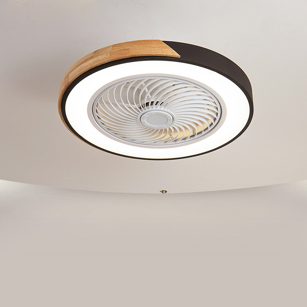 Modern Wood Round Ceiling Fans With LED Lights