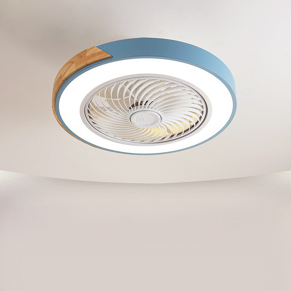 Modern Wood Round Ceiling Fans With LED Lights