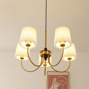 Retro Pleated Lampshade Brass Chandelier For Living Room -Homdiy