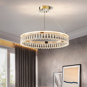 Modern Large Crystal Ring Chandelier for Foyer Dining Room -Homdiy