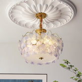 Vintage Flower Shape Stained Glass Chandelier For Living Room -Homdiy