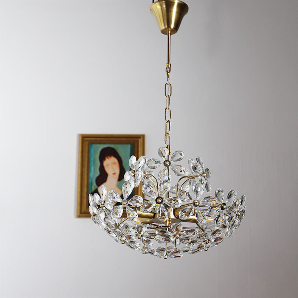 Modern Crystal Bouquet Brass Chandeliers for Dining Room -Homdiy