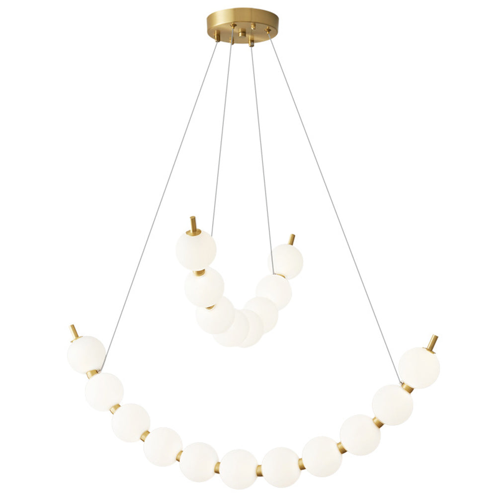LED Brass White Globe Ball Chandelier For Living Room -Homdiy