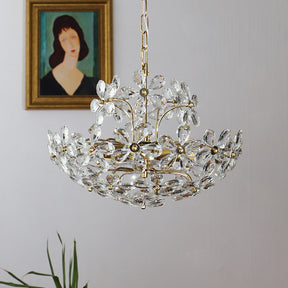 Modern Crystal Bouquet Brass Chandeliers for Dining Room -Homdiy